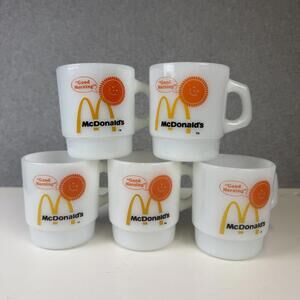 5 Fire King McDonalds Fast Food Restaurant Advertising Milk Glass Coffee Mug